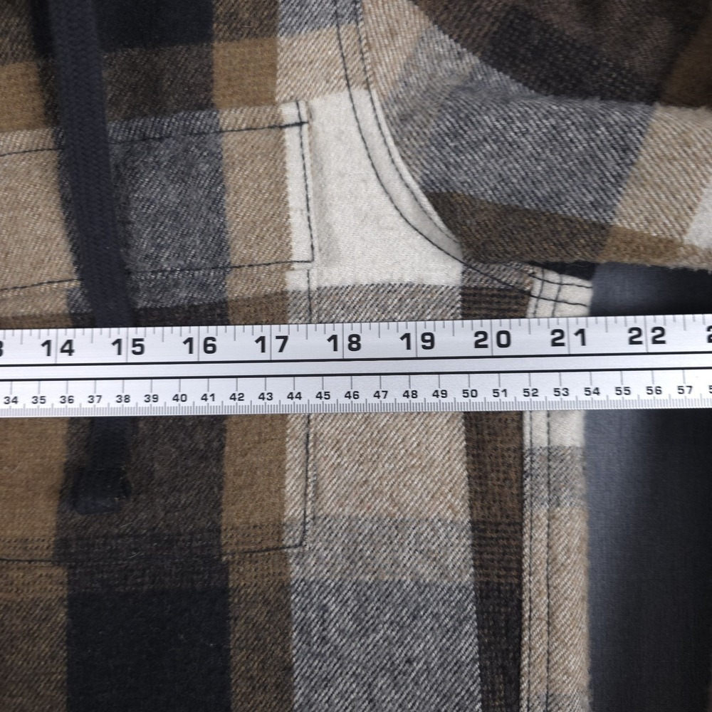 Prana Asgard Hooded Flannel Shirt Mens Small Plaid Wool Blend Snap Up Shacket - Picture 7 of 12